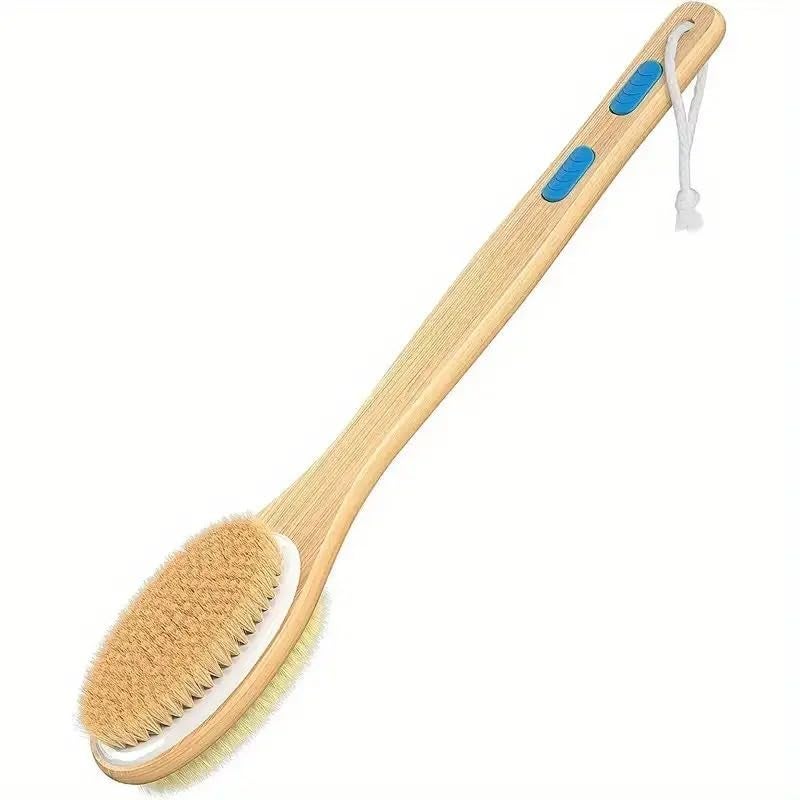 STORE77 Dry Brushing for Body Cellulite and Lymphatic Dry Skin Long Handle Body Brush Natural Bristle Exfoliator Scrubber for Bath Shower Wash Brushing Exfoliating Legs and Back - Image 1