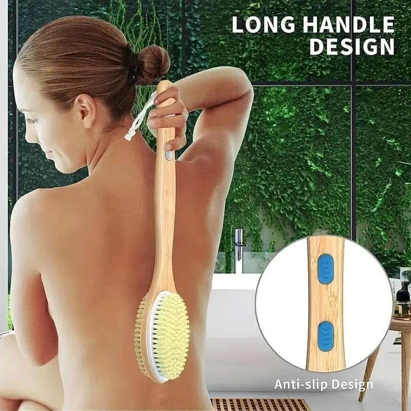 STORE77 Dry Brushing for Body Cellulite and Lymphatic Dry Skin Long Handle Body Brush Natural Bristle Exfoliator Scrubber for Bath Shower Wash Brushing Exfoliating Legs and Back - Image 5