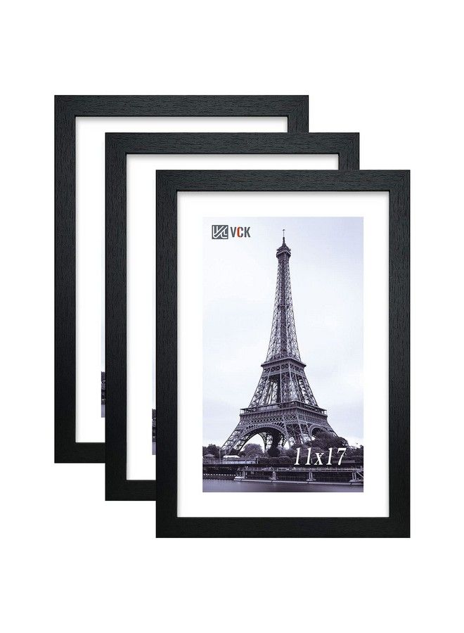VCK Poster Frame 11X17 Set Of 3 Wood Black Picture Frame Wall Gallery Photo Frames 3 Pack  - Image 2