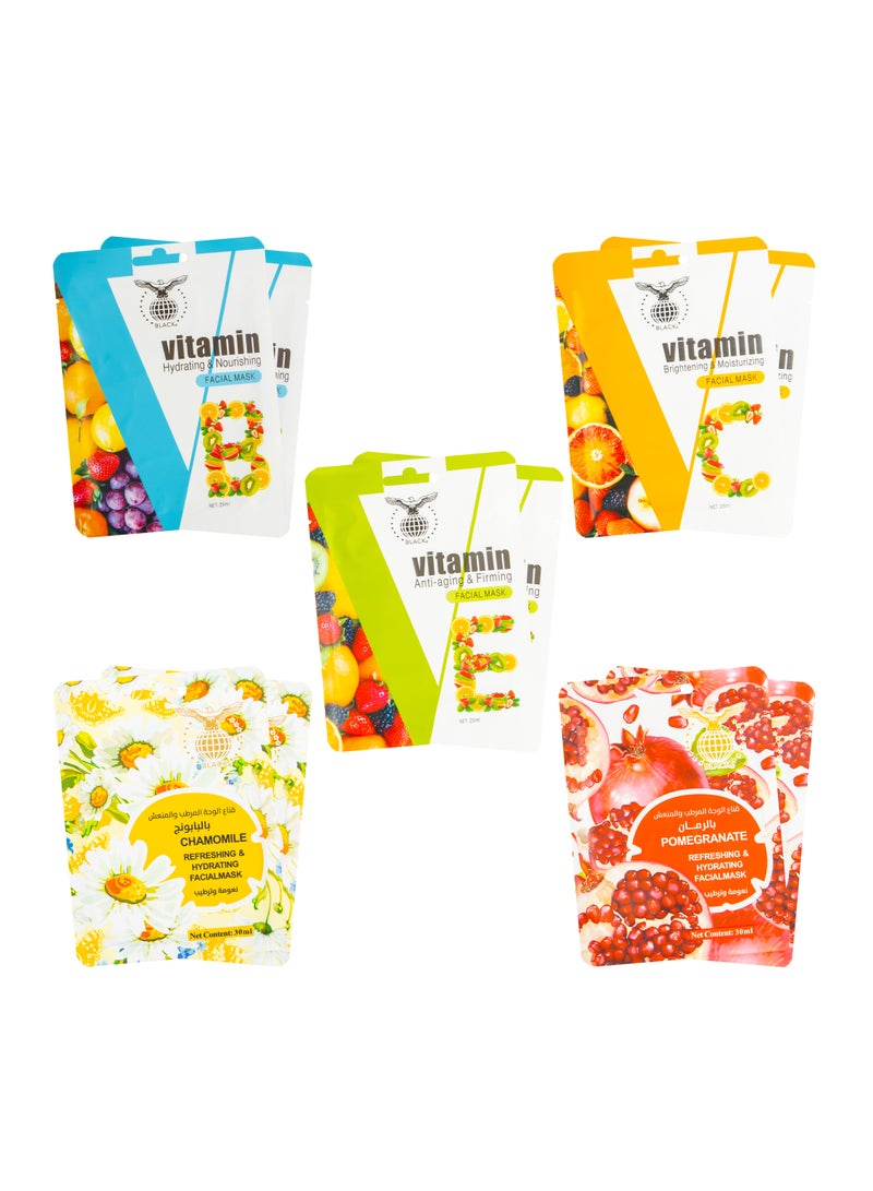 Black Vitamin C Moisturizing Face Mask – Deep Hydration & Skin Brightening, 25ml x 10 Sheets - Image 2