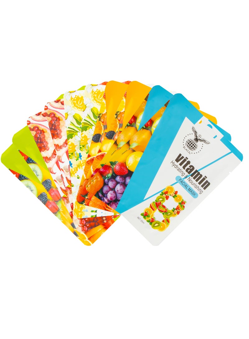 Black Vitamin C Moisturizing Face Mask – Deep Hydration & Skin Brightening, 25ml x 10 Sheets - Image 3