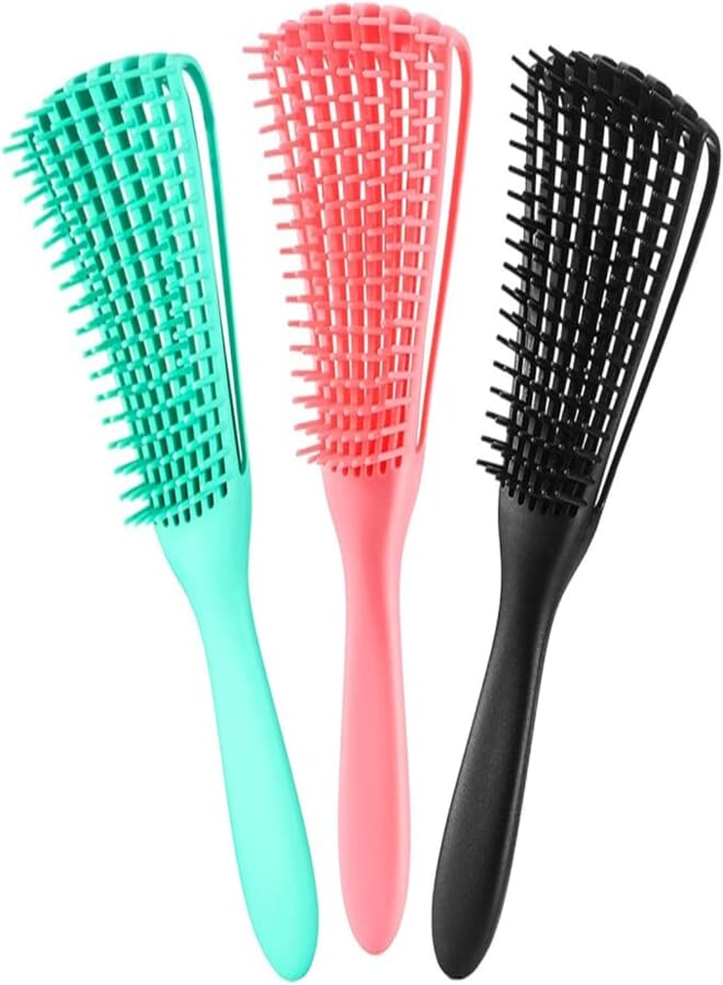 3 Pack Hair Detangler Brush for Afro America/African Hair Textured 3a to 4c Kinky Wavy/Curly/Coily/Wet/Dry/Oil/Thick/Long Hair, Detangling Brush for Natural Hair, Exfoliating Your Scalp for Beautiful