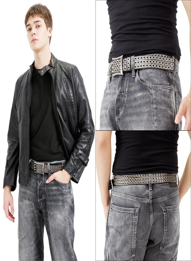 EVERBLTING Three Studded Belt Genuine leather Punk Belt Y2k Goth Mens Black Belts Three Holes Black Studded Belts For Women - Image 4