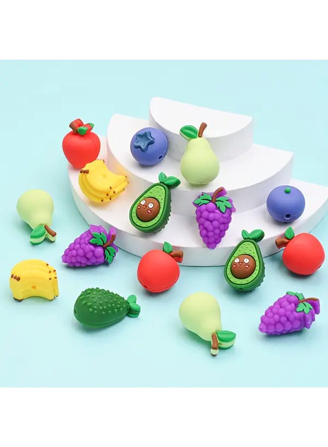 خرز فاكهة سيليكون تفاح ثلاثي الأبعاد لصنع المجوهرات DIY والقلائد والأساور والحرف اليدوية 16-27 ملم - Image 3