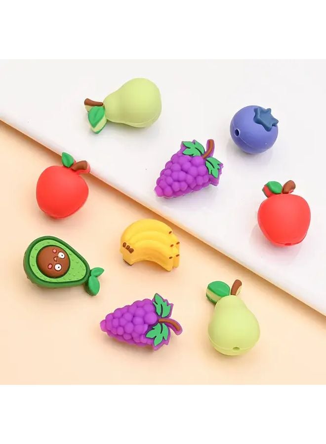 خرز فاكهة سيليكون تفاح ثلاثي الأبعاد لصنع المجوهرات DIY والقلائد والأساور والحرف اليدوية 16-27 ملم - Image 4