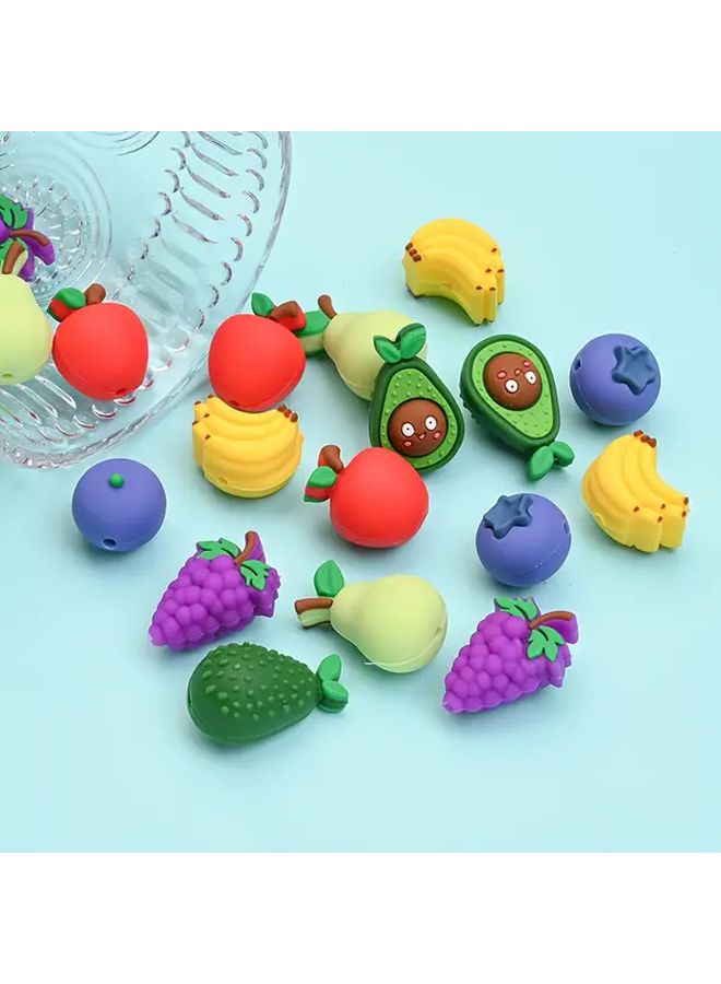 خرز فاكهة سيليكون تفاح ثلاثي الأبعاد لصنع المجوهرات DIY والقلائد والأساور والحرف اليدوية 16-27 ملم - Image 2