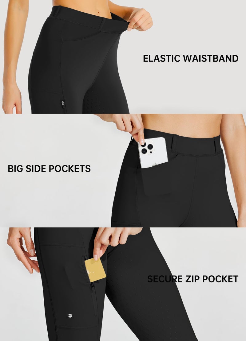 Willit Women's Horse Riding Pants Full Seat Silicone Equestrian Breeches Horseback Schooling Tights Zipper Pockets Black 2XL - Image 3