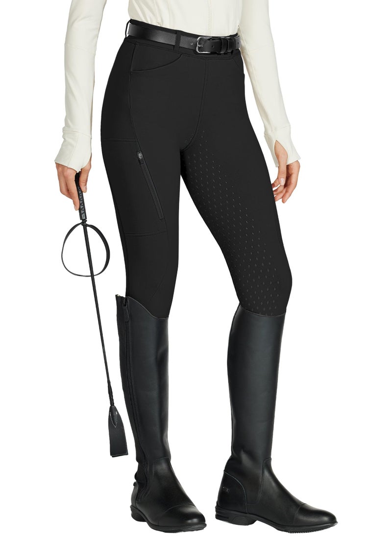 Willit Women's Horse Riding Pants Full Seat Silicone Equestrian Breeches Horseback Schooling Tights Zipper Pockets Black 2XL - Image 1