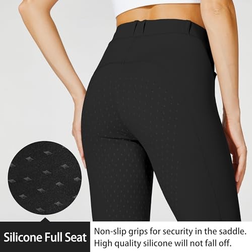 Willit Women's Horse Riding Pants Full Seat Silicone Equestrian Breeches Horseback Schooling Tights Zipper Pockets Black 2XL - Image 2