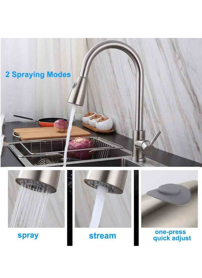 Joshberg 360 Degree Rotating  Kitchen Faucet with 2 Sprayer Modes, Water Saving Sink Tap (Sliver)  - Image 3