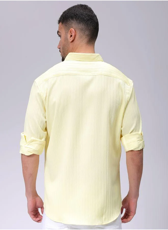 شركة المرآب الهندية Men Relaxed Fit Solid Full Sleeves Cutaway Collar Resort Wear Shirt