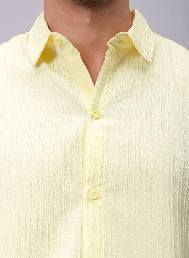 شركة المرآب الهندية Men Relaxed Fit Solid Full Sleeves Cutaway Collar Resort Wear Shirt