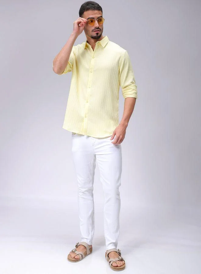 شركة المرآب الهندية Men Relaxed Fit Solid Full Sleeves Cutaway Collar Resort Wear Shirt