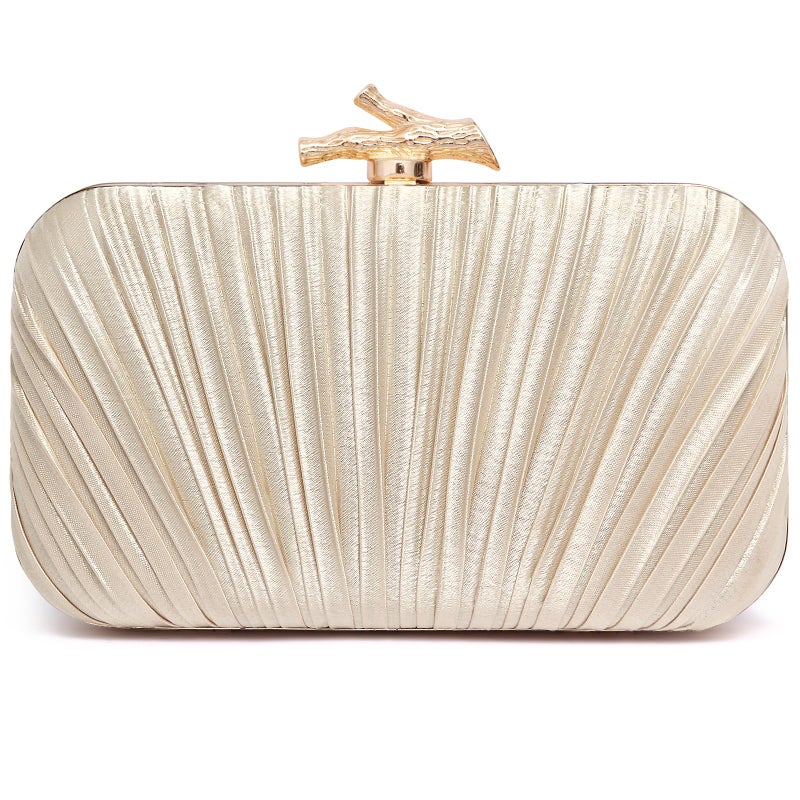 Nexellent Purses for Women Evening Bag Handbags Formal Pleated Clutch Bag with Chain for Prom Wedding Party Black-tie affairs (Champagne) - Image 1