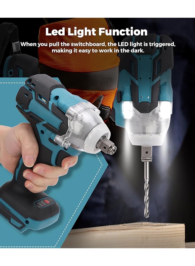 Cordless Impact Wrench, Brushless Impact Gun With Rubber Grip Large Torque, 3000 Rpm Rechargeable Multifunction Electric Wrench - Image 5