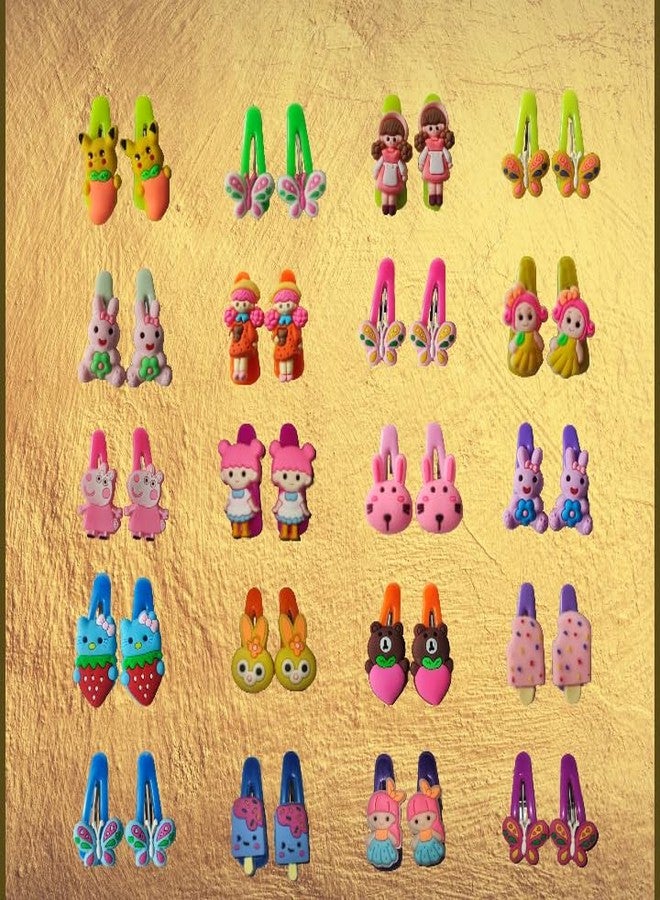 Elina 20 Pcs Fancy Cute Tik Tak Hair Clips Trendy Beautiful Fashionable Designer Tic Tac Pins for Baby Child Toddler School Girls | Multicolor Assorted | 20 Pcs Head Accessory - Image 1