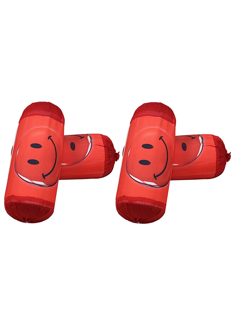 Kuber Industries Kuber Industries Smiley Emoji Printed Cotton 4 Pieces Bolster Cover Set Maroon CTKTC13652  - Image 1
