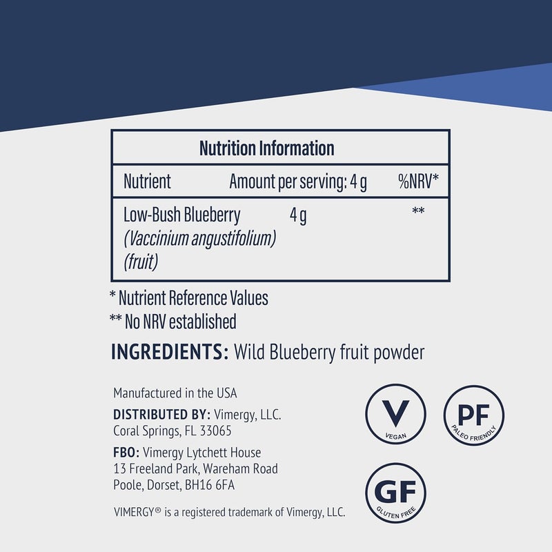 Vimergy Wild Blueberry Powder 62 Servings Powder Made from Whole Blueberries Vegan Supplement Formulated Without Added Sugar or fillers NonGMO GlutenFree 250g - Image 4