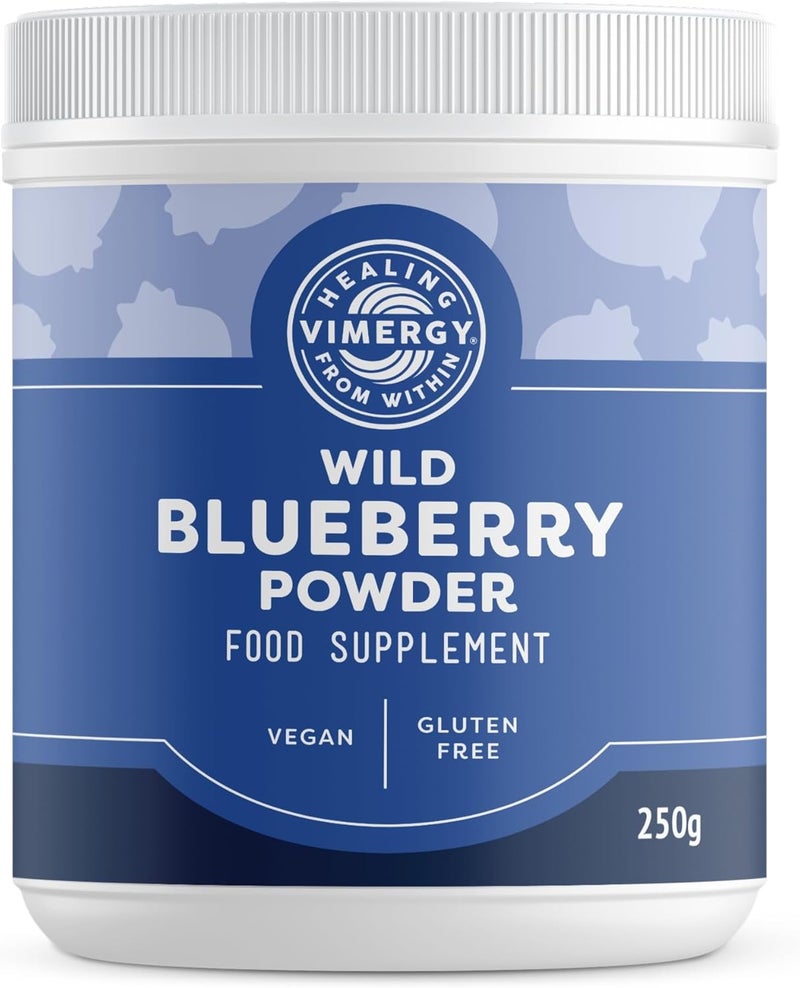 Vimergy Wild Blueberry Powder 62 Servings Powder Made from Whole Blueberries Vegan Supplement Formulated Without Added Sugar or fillers NonGMO GlutenFree 250g - Image 1