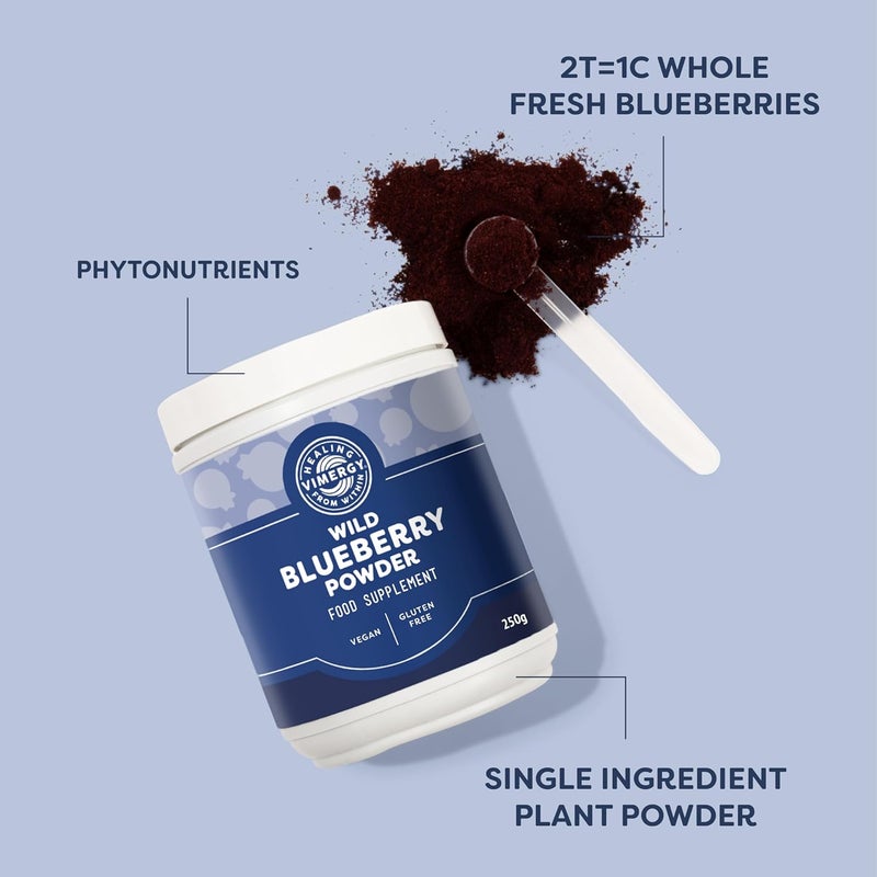 Vimergy Wild Blueberry Powder 62 Servings Powder Made from Whole Blueberries Vegan Supplement Formulated Without Added Sugar or fillers NonGMO GlutenFree 250g - Image 3