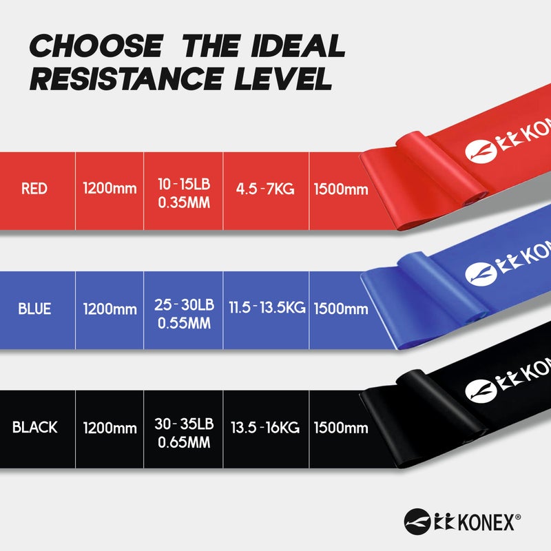 KONEX 0tural Latex Resistance Thera Band | Durable & Stretchable | Ideal for Yoga, Pilates, Full Body Workout, Muscle Toning, Weight Training, Stretching & Body Conditioning (Red, 4.5-7 Kg) - Image 5