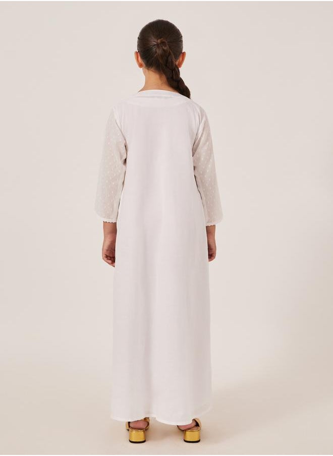 Styli Embroidered Yoke Round Neck Maxi Dress  - Image 5