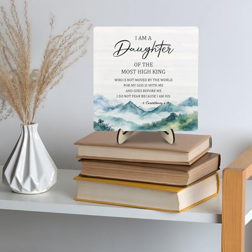 DMADNF Bible Verses Wooden Plaque Sign, God Is Within Her She Will Not Fall Psalm 46:5 Christian Sign for Home Office Desk Decor, Inspirational Christian Bible Verse Sign Decor (White2, 5.9x5.9inches) - Image 4