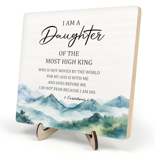DMADNF Bible Verses Wooden Plaque Sign, God Is Within Her She Will Not Fall Psalm 46:5 Christian Sign for Home Office Desk Decor, Inspirational Christian Bible Verse Sign Decor (White2, 5.9x5.9inches) - Image 1
