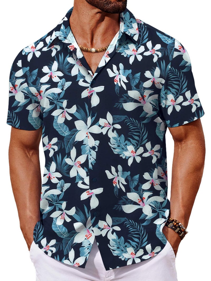 2025 Arrival Seaside Hawaiian Flower Shirt Men'S Half-Sleeve Quick-Dry Beach Short-Sleeved Flower Shirt For Men And Women - Image 5