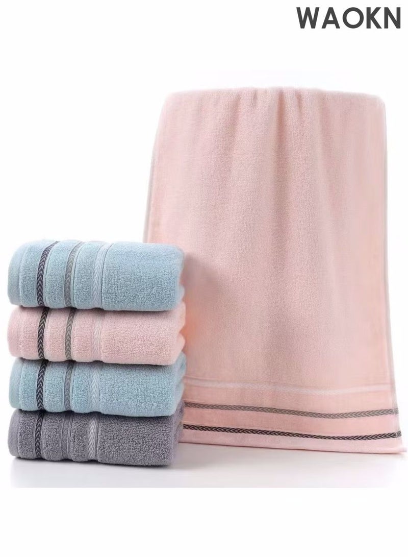 دبليو أيه أو كي أن مجموعة من 5 قطع من المناشف ومناشف الحمام ، مصنوعة من القطن النقي ، مع امتصاص المياه السريع ، وخطوط قطرية سميكة ومنخفضة ، ومناشف منزلية مع امتصاص المياه العالي ، والتجفيف السريع ، وألوان متعددة ، قياس 73x33 سم. - Image 1