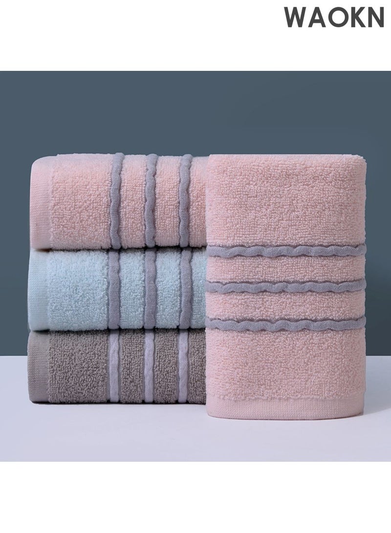 دبليو أيه أو كي أن مجموعة من 5 قطع من المناشف ومناشف الحمام ، مصنوعة من القطن النقي ، مع امتصاص المياه السريع ، وخطوط قطرية سميكة ومنخفضة ، ومناشف منزلية مع امتصاص المياه العالي ، والتجفيف السريع ، وألوان متعددة ، قياس 73x33 سم. - Image 2