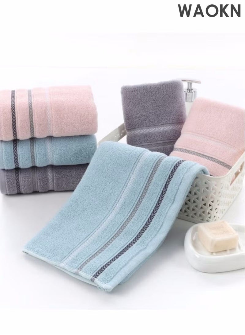 دبليو أيه أو كي أن مجموعة من 5 قطع من المناشف ومناشف الحمام ، مصنوعة من القطن النقي ، مع امتصاص المياه السريع ، وخطوط قطرية سميكة ومنخفضة ، ومناشف منزلية مع امتصاص المياه العالي ، والتجفيف السريع ، وألوان متعددة ، قياس 73x33 سم. - Image 3