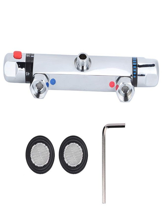 Simlug Thermostatic Mixing Valve Wall Mount, Modern Chrome Thermostatic Shower Mixer Bar Replacement Valve Outlet Bathroom Accessory for Home Hotel - Image 1
