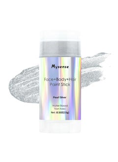 Mysense Mysense Pearl Silver Face Body Hair Paint Stick,Water Based Washable Temporary Hair Color,Non-toxic Cream Blendable Metallic Face Painting for Halloween Costume SFX Cosplay Makeup,0.5oz  - Image 1