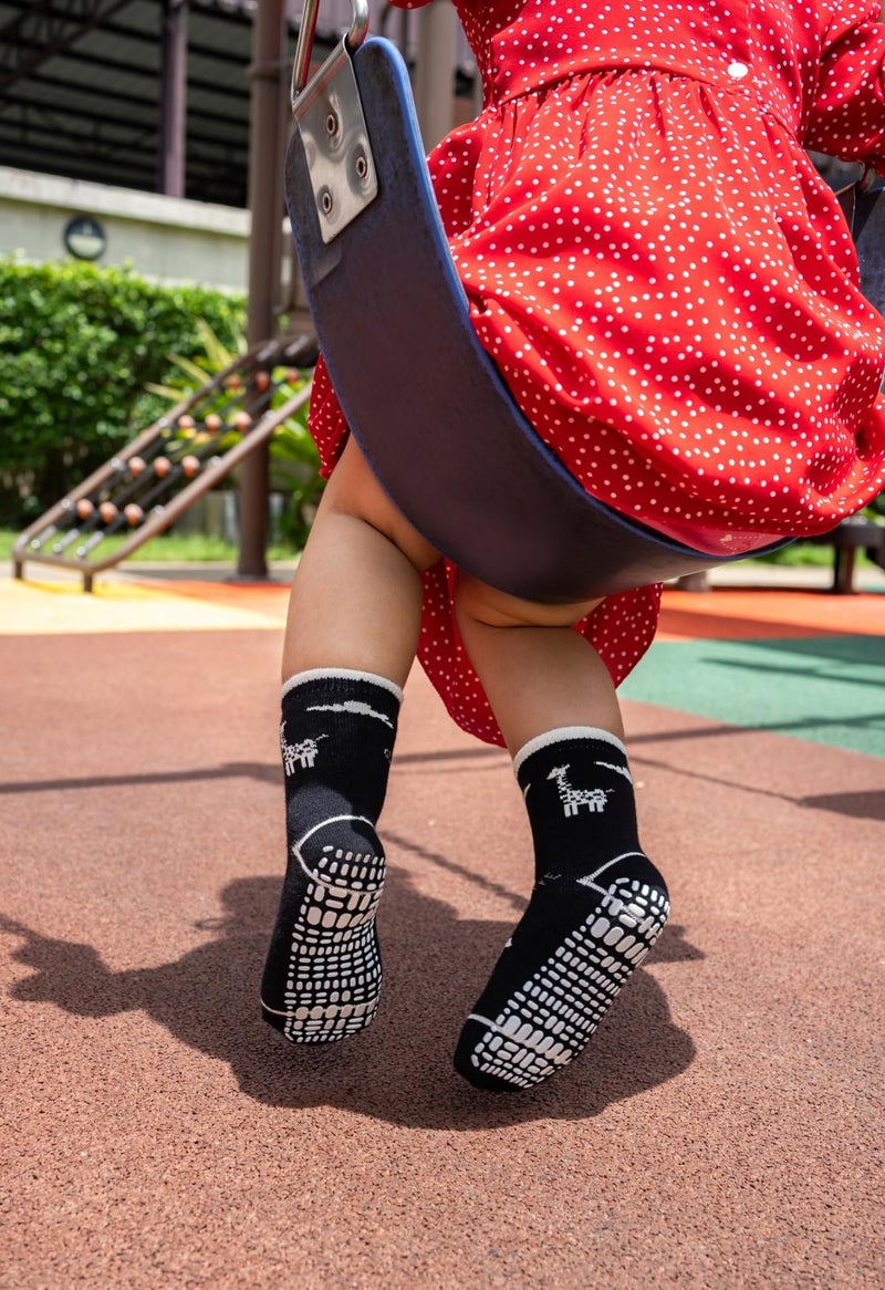 RATIVE Cotton Non Skid Anti Slip Crew Socks With Grips for Baby Infant Toddler Boys Girls (6-12 Months, 12-pairs/245X) - Image 3