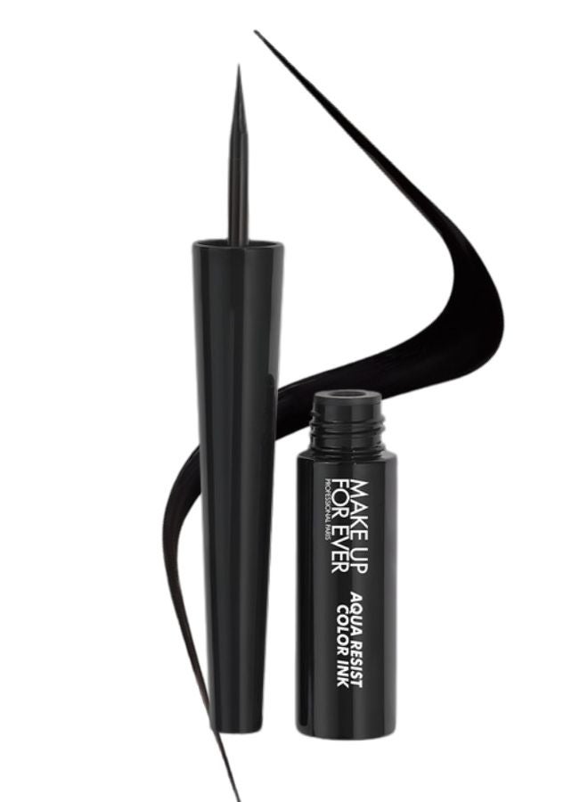 MAKE UP FOR EVER Aqua Resist Color Ink Eyeliner 2ml – Shade 01 Matte Charcoal (Matte Black) – Waterproof, Smudge-Proof, 24HR Longwear Liquid Eyeliner - Image 1