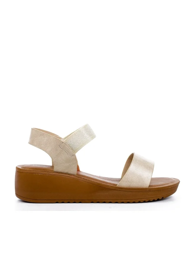 Bata Embellished Elastic Strap Wedge Sandals