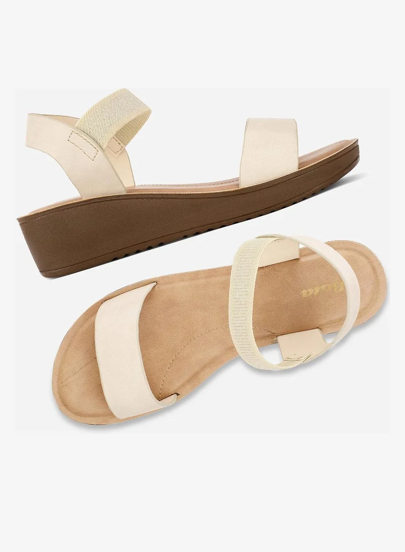 Bata  Embellished Elastic Strap Wedge Sandals for Women | Best Price UAE