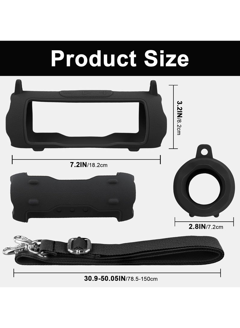 Speaker Silicone Cover Case for JBL Flip 7 Protable Bluetooth with Adjustable Shoulder Strap  - Image 2