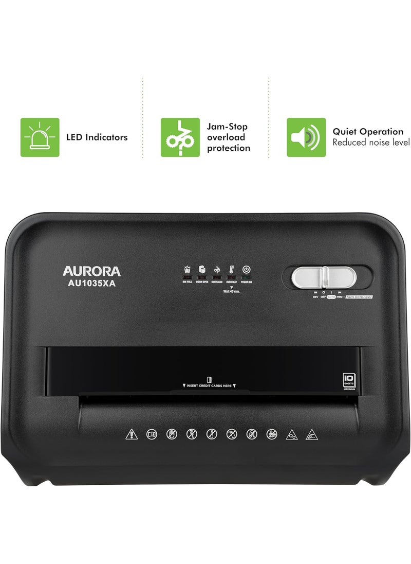 AURORA Aurora AU1035XA 10Sheet Crosscut PaperCredit Card Shredder with 4Gallon Pullout Wastebasket  - Image 5