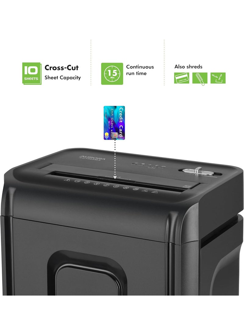 AURORA Aurora AU1035XA 10Sheet Crosscut PaperCredit Card Shredder with 4Gallon Pullout Wastebasket  - Image 2