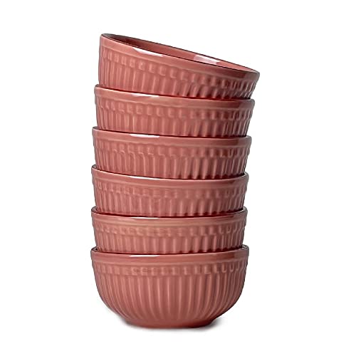 SEPARATE WAY Ceramic Soup Bowls, Cereal Bowl, Dishwasher & Microwave Safe/Serving Bowls For Kitchen (Pink, Set Of 6), 500 ML - Image 2