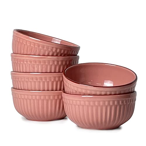 SEPARATE WAY Ceramic Soup Bowls, Cereal Bowl, Dishwasher & Microwave Safe/Serving Bowls For Kitchen (Pink, Set Of 6), 500 ML - Image 1