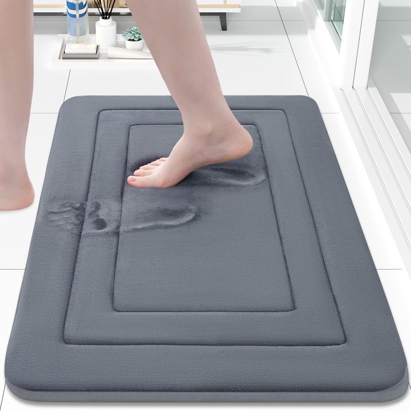 Arotive Arotive Memory Foam Bathroom Rug Mat 30x20  Ultra Soft and Absorbent Bath Mat  Machine Wash Dry  Comfortable Bath Rug Carpet for Bathroom Floor  Tub and Shower  Dark Grey  - Image 1