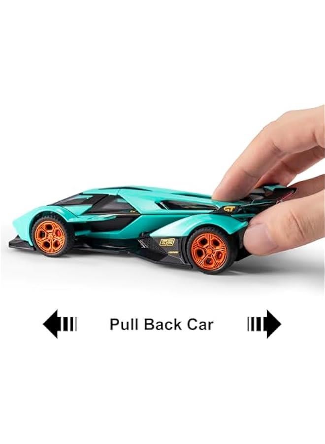 Loquat Toy Cars Lambo V12 Sports Car Toy with Light and Sound Diecast Metal Model Cars for 3+ Year Old Boys Pull Back Race Car Gift Toys for Kids Ages 3+ (Blue) - Image 3