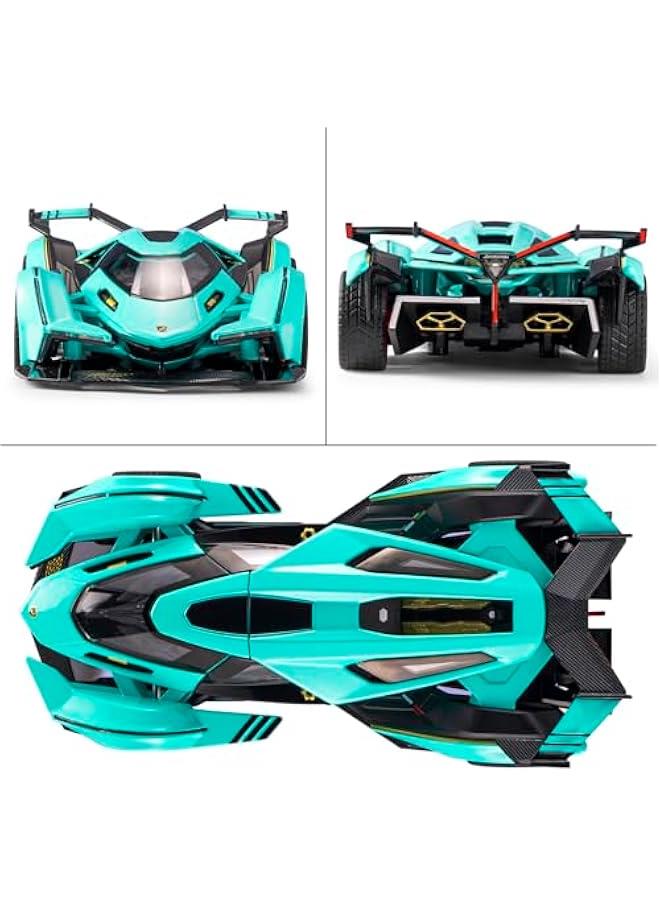 Loquat Toy Cars Lambo V12 Sports Car Toy with Light and Sound Diecast Metal Model Cars for 3+ Year Old Boys Pull Back Race Car Gift Toys for Kids Ages 3+ (Blue) - Image 5