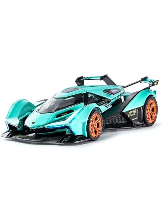 Loquat Toy Cars Lambo V12 Sports Car Toy with Light and Sound Diecast Metal Model Cars for 3+ Year Old Boys Pull Back Race Car Gift Toys for Kids Ages 3+ (Blue) - Image 1