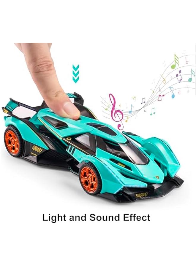Loquat Toy Cars Lambo V12 Sports Car Toy with Light and Sound Diecast Metal Model Cars for 3+ Year Old Boys Pull Back Race Car Gift Toys for Kids Ages 3+ (Blue) - Image 4