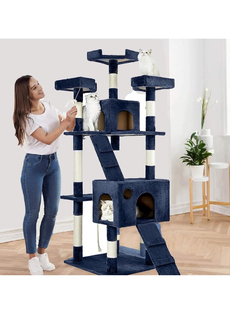 Piccasio Cat Tree House, Cat Climbing Condo with Sisal Scratching Post Multi-Level 170cm Height- Cats Acitivity Center, Hammock, Ladder, Cat Tower, and Resting Platforms for Indoor Cats - Image 1