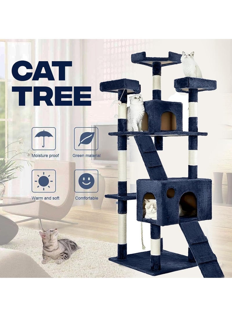 Piccasio Cat Tree House, Cat Climbing Condo with Sisal Scratching Post Multi-Level 170cm Height- Cats Acitivity Center, Hammock, Ladder, Cat Tower, and Resting Platforms for Indoor Cats - Image 3